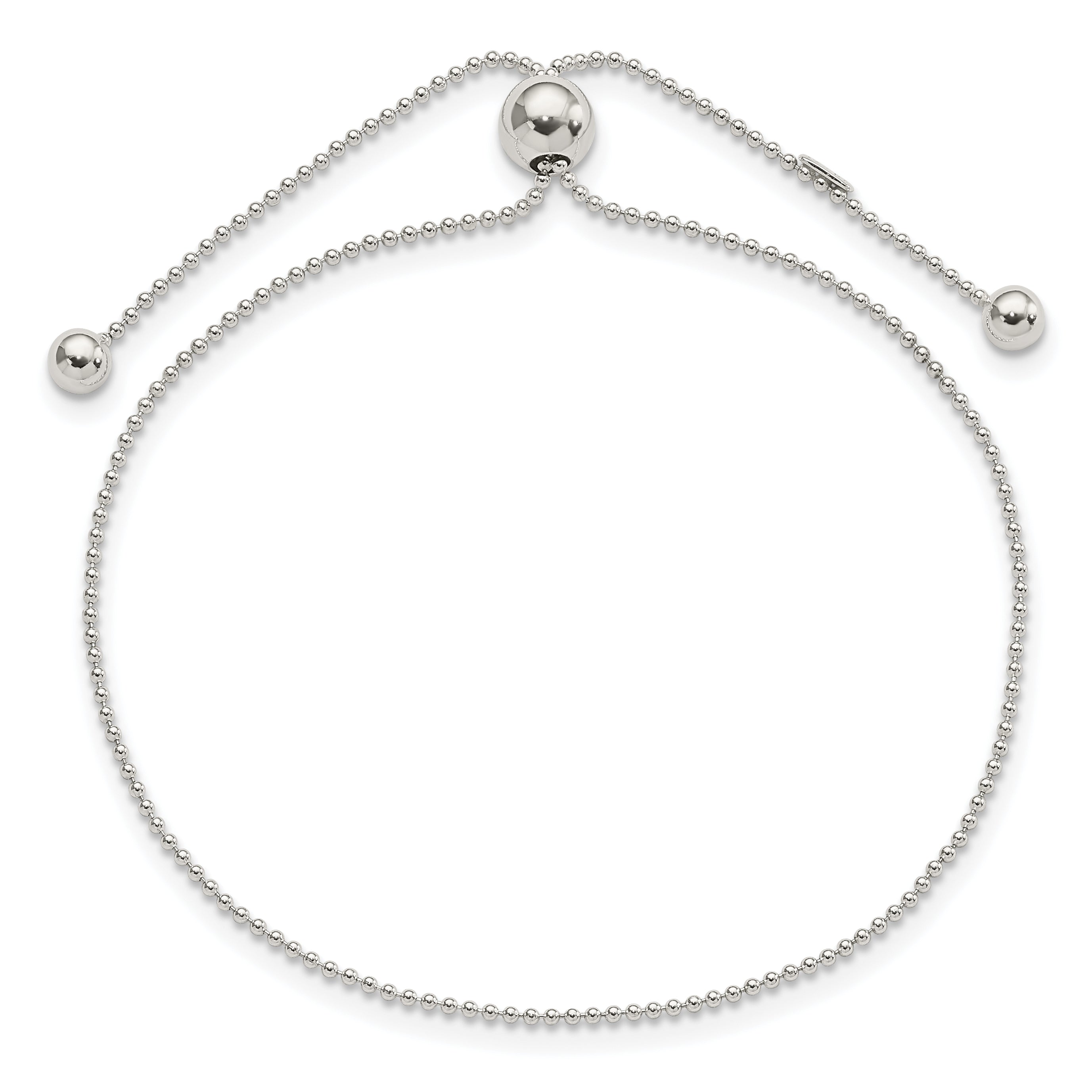 9.25 Inch Sterling Silver Beaded Adjustable Bracelet