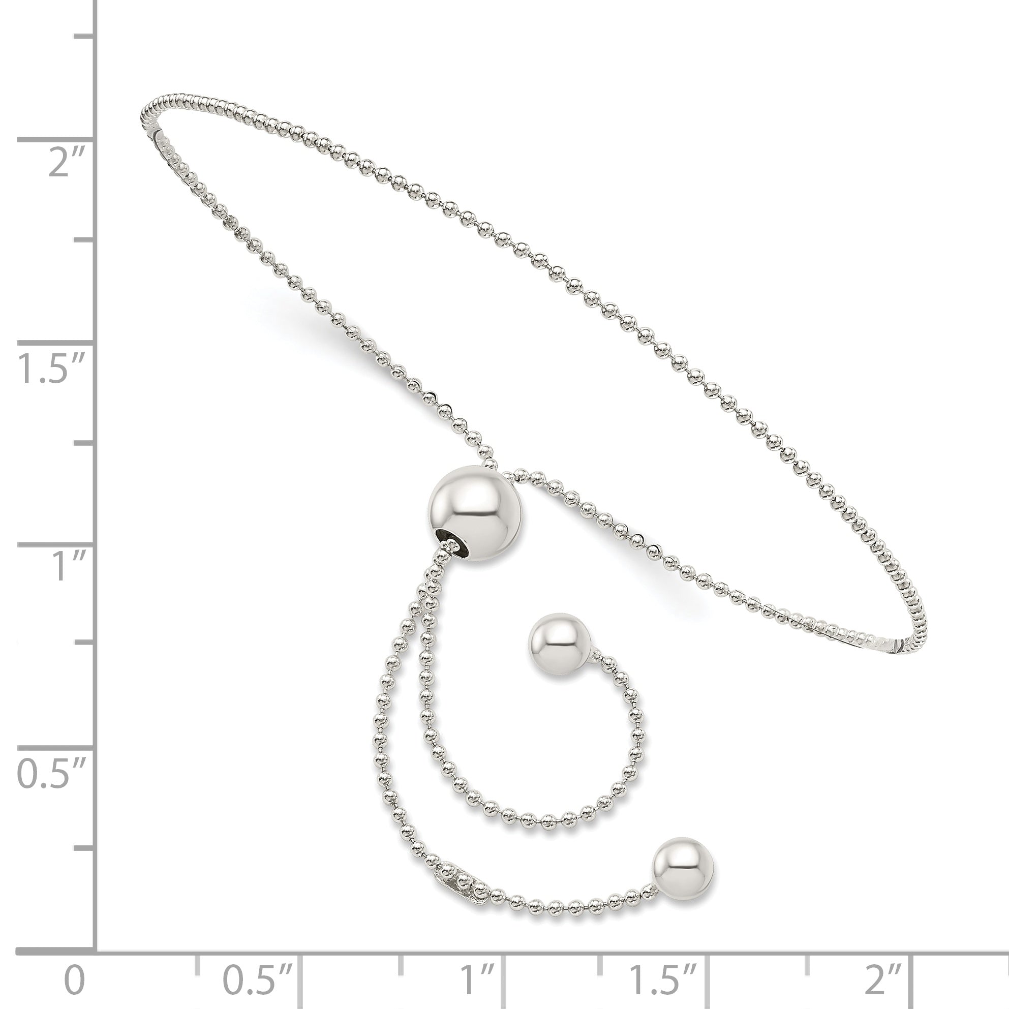 9.25 Inch Sterling Silver Beaded Adjustable Bracelet
