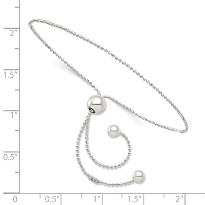 9.25 Inch Sterling Silver Beaded Adjustable Bracelet