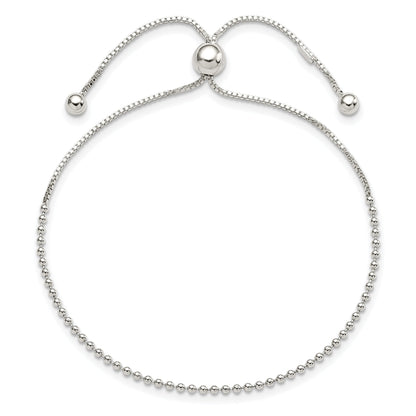 9.25 Inch Sterling Silver Beaded Adjustable Bracelet