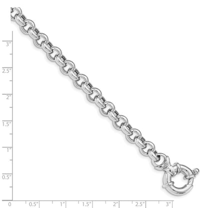 7.5 Inch Sterling Silver Rhodium Plated Polished Rolo Link Bracelet