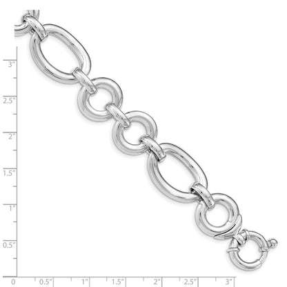 7.75 Inch Sterling Silver Rhodium Plated Polished Fancy Link Bracelet
