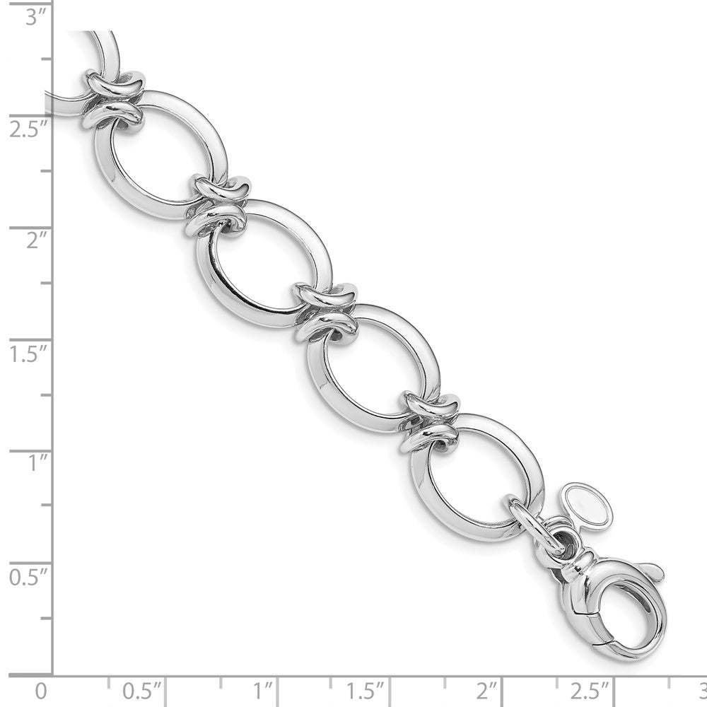 8 Inch Sterling Silver Rhodium Plated Polished Fancy Link Bracelet