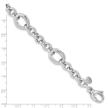 7.25 Inch Sterling Silver Rhodium Plated Polished Link Bracelet