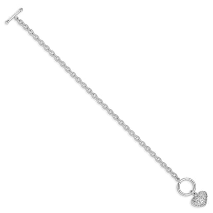 7.5 Inch Sterling Silver Polished Heart Bracelet
