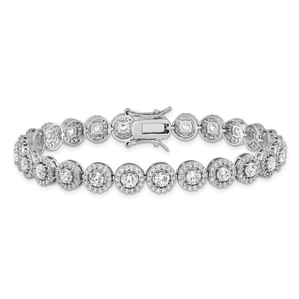 Sterling Silver Rhodium-Plated Cz Tennis 7.5 Inch Bracelet