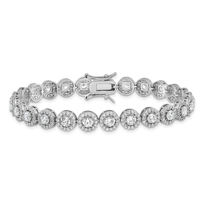 Sterling Silver Rhodium-Plated Cz Tennis 7.5 Inch Bracelet