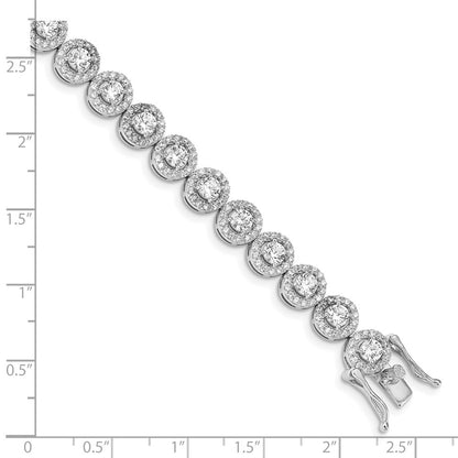 Sterling Silver Rhodium-Plated Cz Tennis 7.5 Inch Bracelet