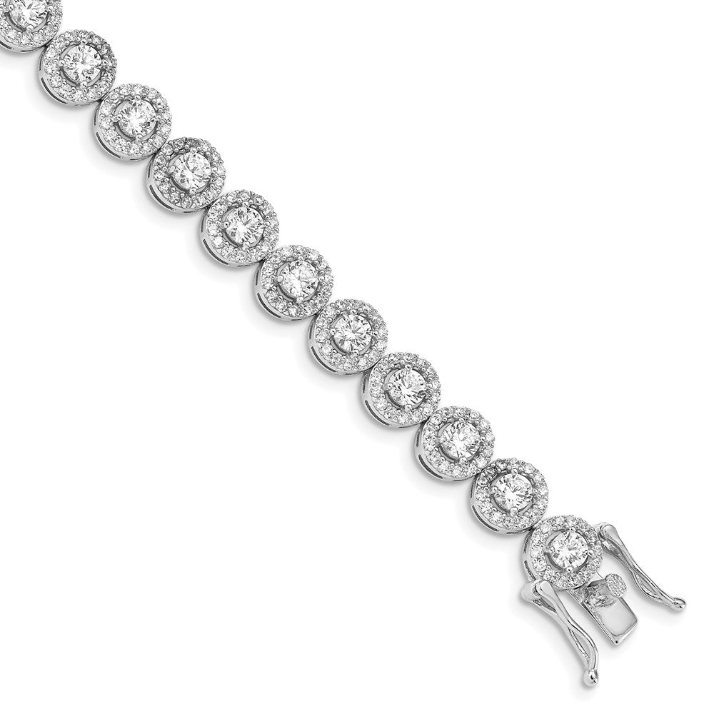 Sterling Silver Rhodium-Plated Cz Tennis 7.5 Inch Bracelet
