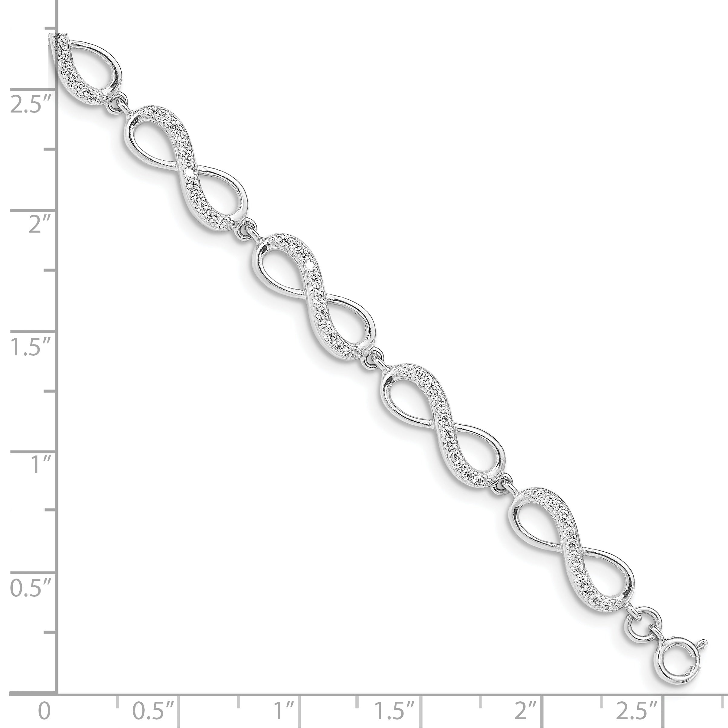 7 Inch Sterling Silver Rhodium Plated Cz Infinity Bracelet