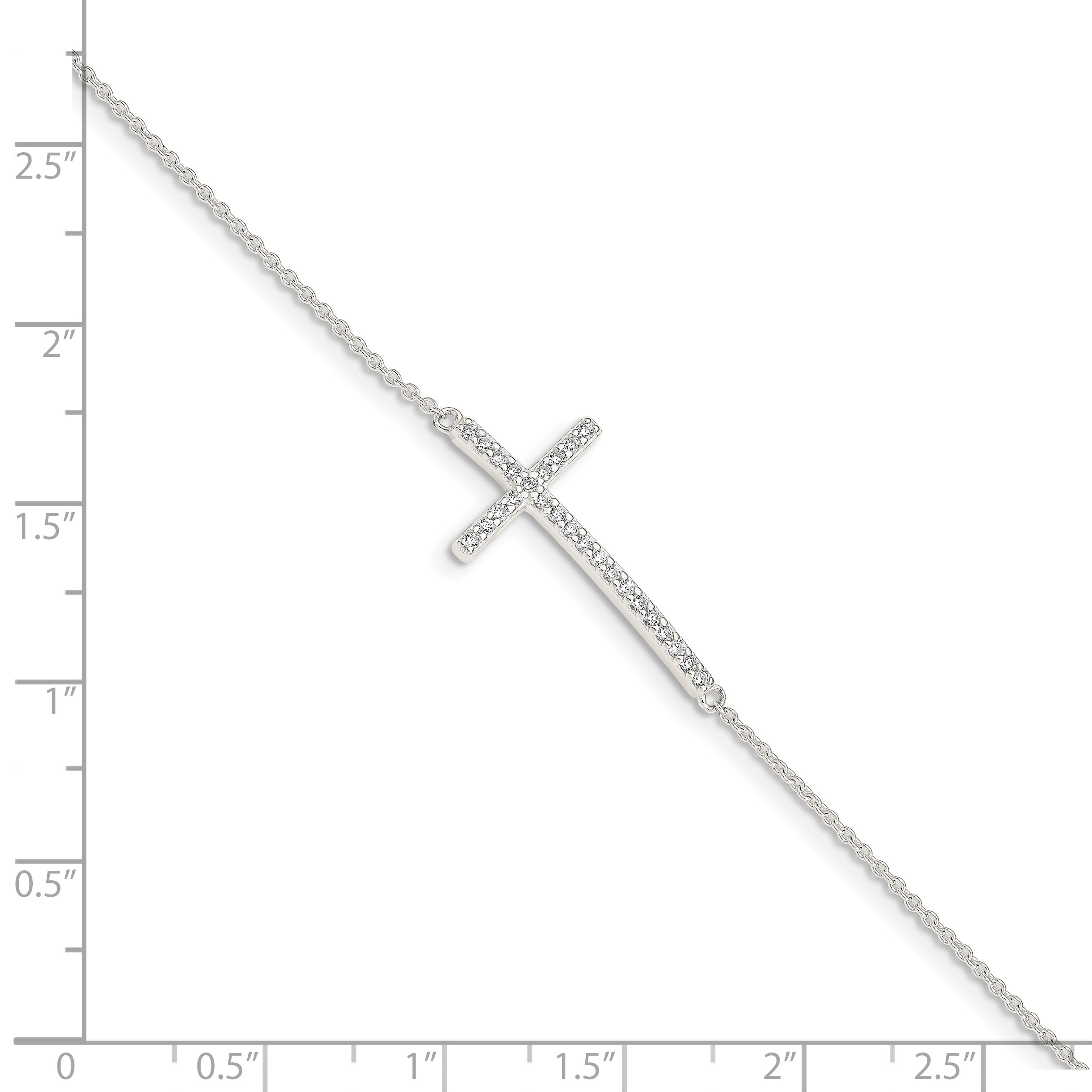 7 Inch Sterling Silver Cz Cross Bracelet