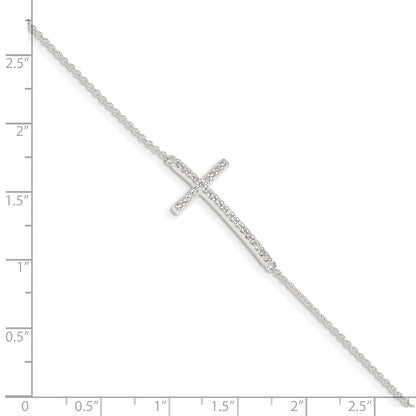 7 Inch Sterling Silver Cz Cross Bracelet