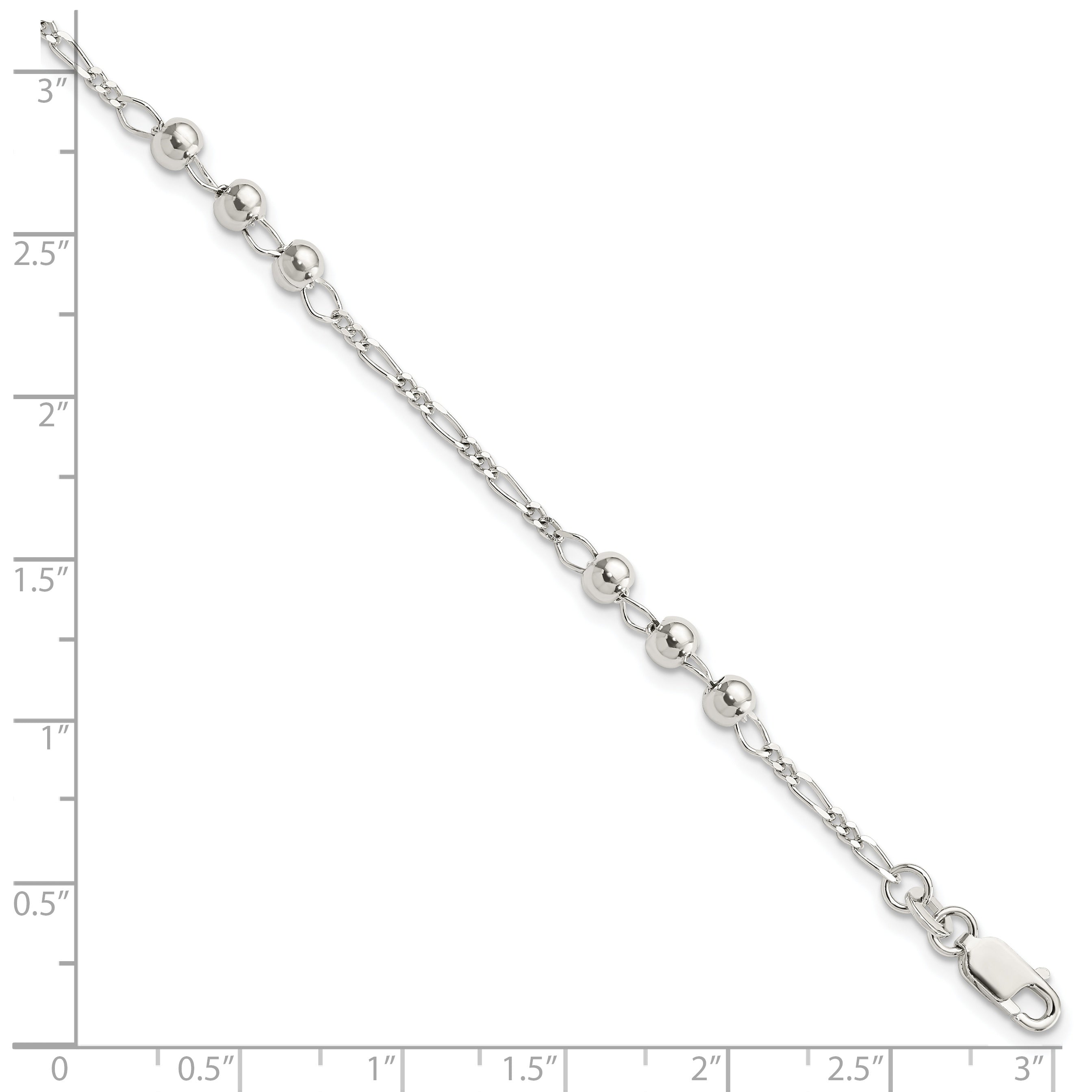 7 Inch Sterling Silver Diamond Cut Beaded Bracelet