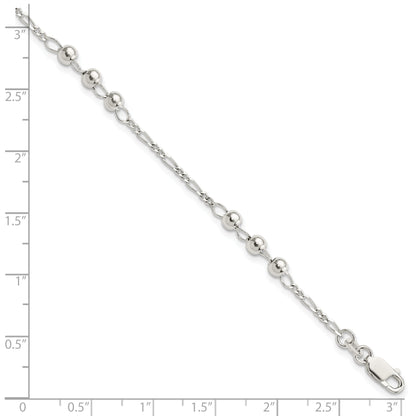 7 Inch Sterling Silver Diamond Cut Beaded Bracelet
