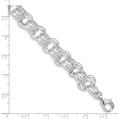 8.5 Inch Sterling Silver Polished Double Links Bracelet