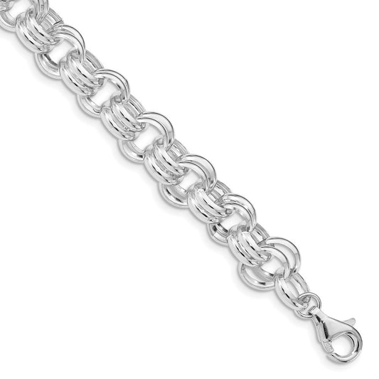 8.5 Inch Sterling Silver Polished Double Links Bracelet