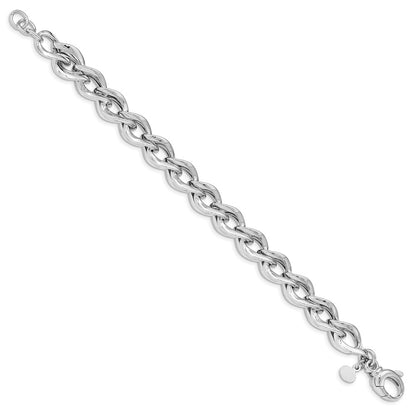 8 Inch Sterling Silver Rhodium Plated Polished Link Bracelet