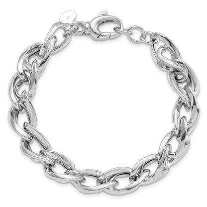 8 Inch Sterling Silver Rhodium Plated Polished Link Bracelet
