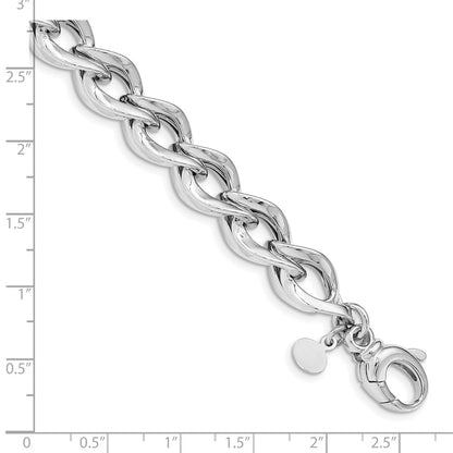 8 Inch Sterling Silver Rhodium Plated Polished Link Bracelet