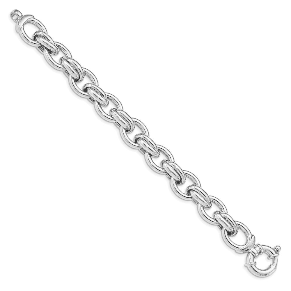 7.25 Inch Sterling Silver Rhodium Plated Polished Link Bracelet