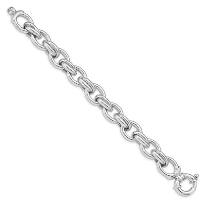 7.25 Inch Sterling Silver Rhodium Plated Polished Link Bracelet