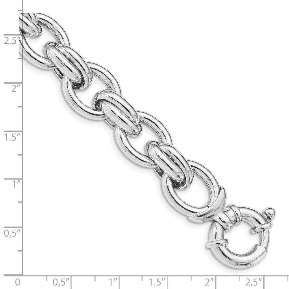 7.25 Inch Sterling Silver Rhodium Plated Polished Link Bracelet