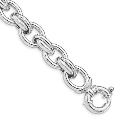 7.25 Inch Sterling Silver Rhodium Plated Polished Link Bracelet