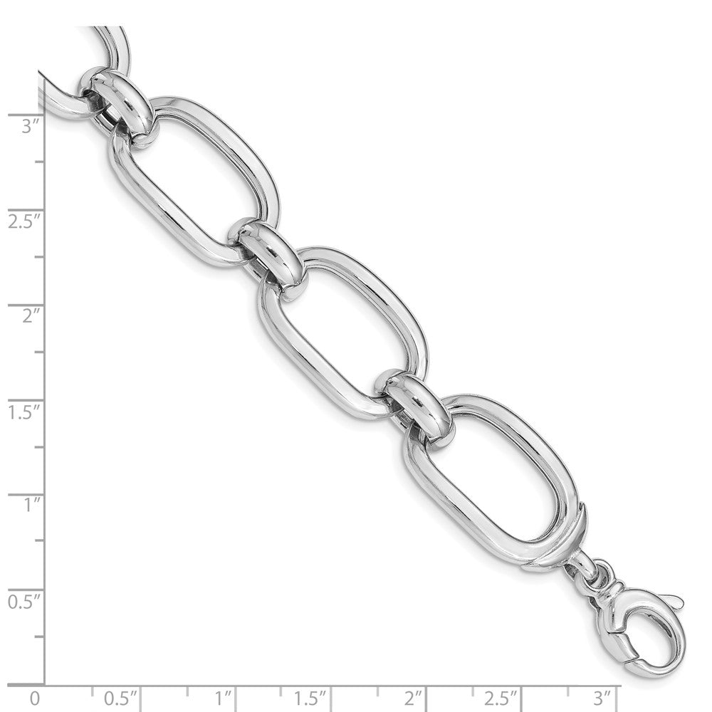 7.75 Inch Sterling Silver Rhodium Plated Polished Wide Link Bracelet
