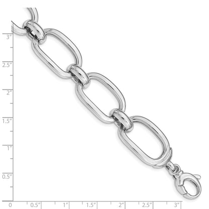 7.75 Inch Sterling Silver Rhodium Plated Polished Wide Link Bracelet