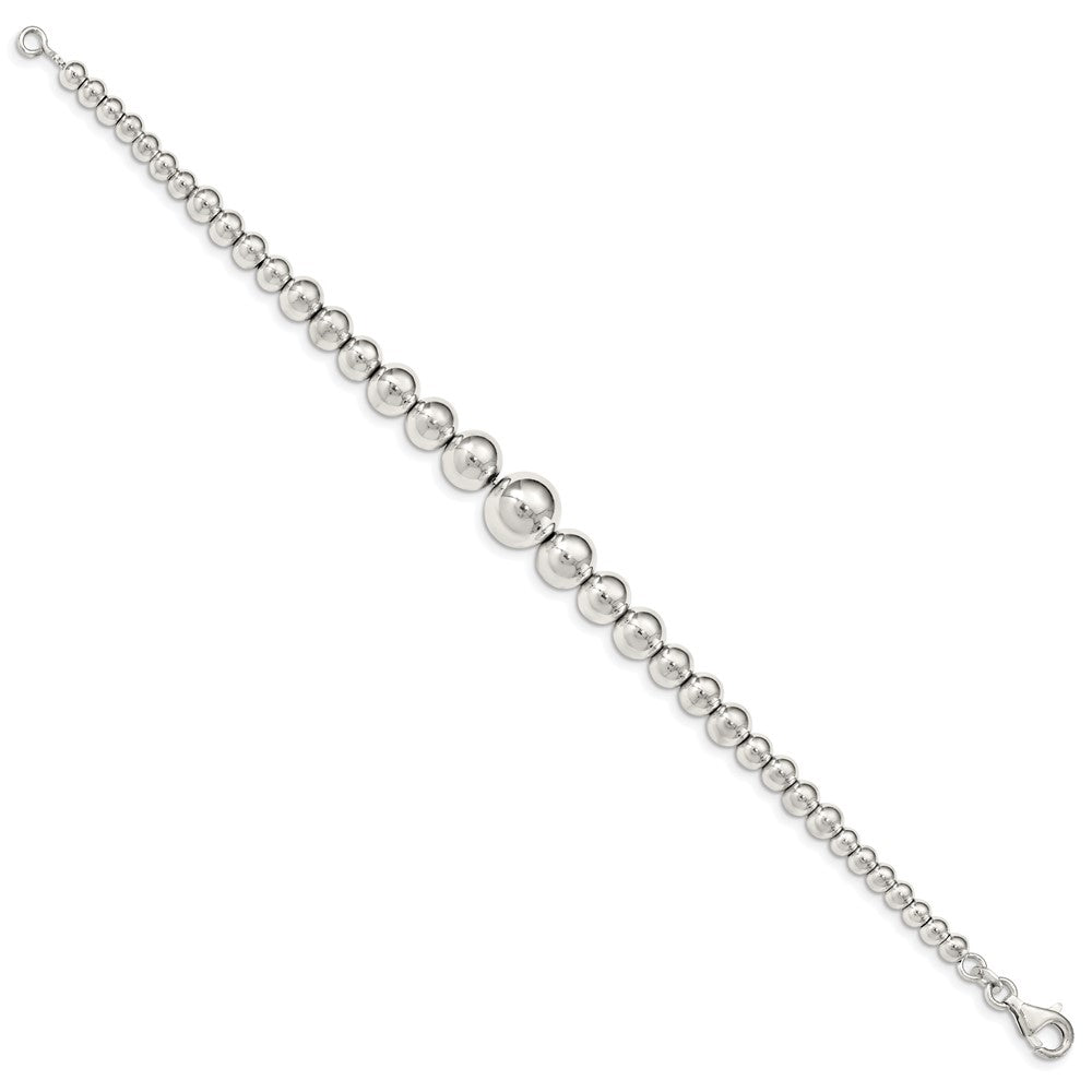 7.5 Inch Sterling Silver Polished Graduated Beads Bracelet