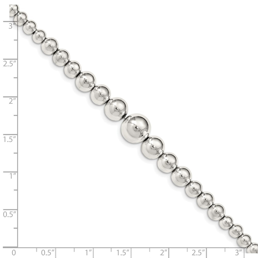 7.5 Inch Sterling Silver Polished Graduated Beads Bracelet