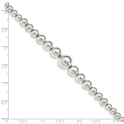 7.5 Inch Sterling Silver Polished Graduated Beads Bracelet
