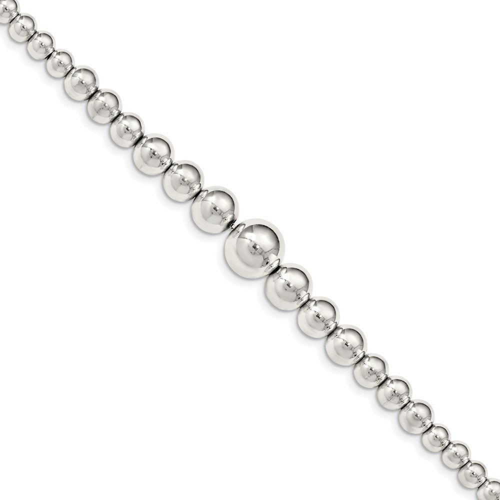7.5 Inch Sterling Silver Polished Graduated Beads Bracelet