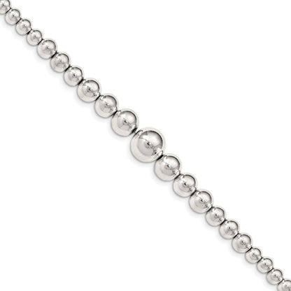 7.5 Inch Sterling Silver Polished Graduated Beads Bracelet
