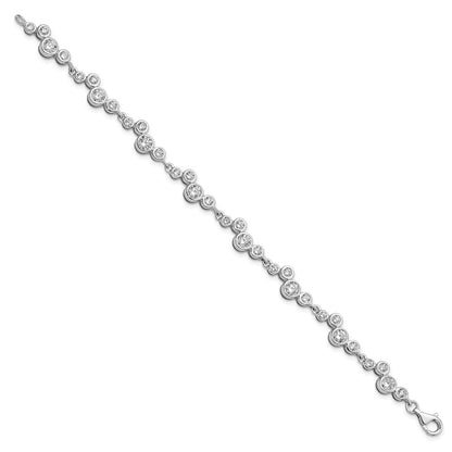 7.5 Inch Sterling Silver Rhodium-Plated Cz Bracelet