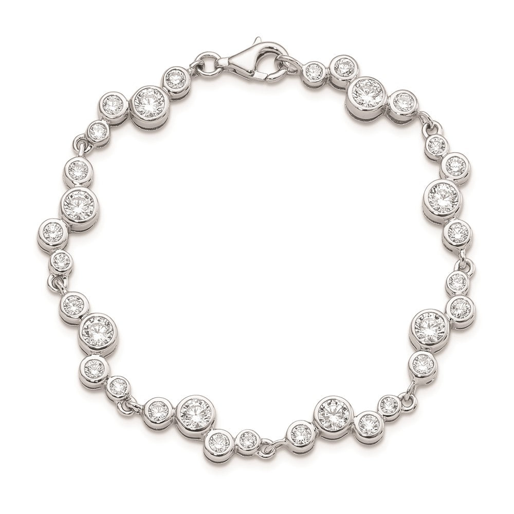 7.5 Inch Sterling Silver Rhodium-Plated Cz Bracelet