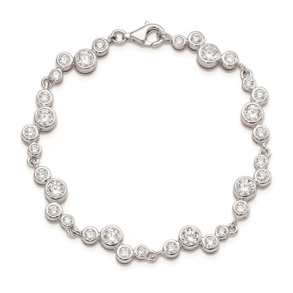 7.5 Inch Sterling Silver Rhodium-Plated Cz Bracelet