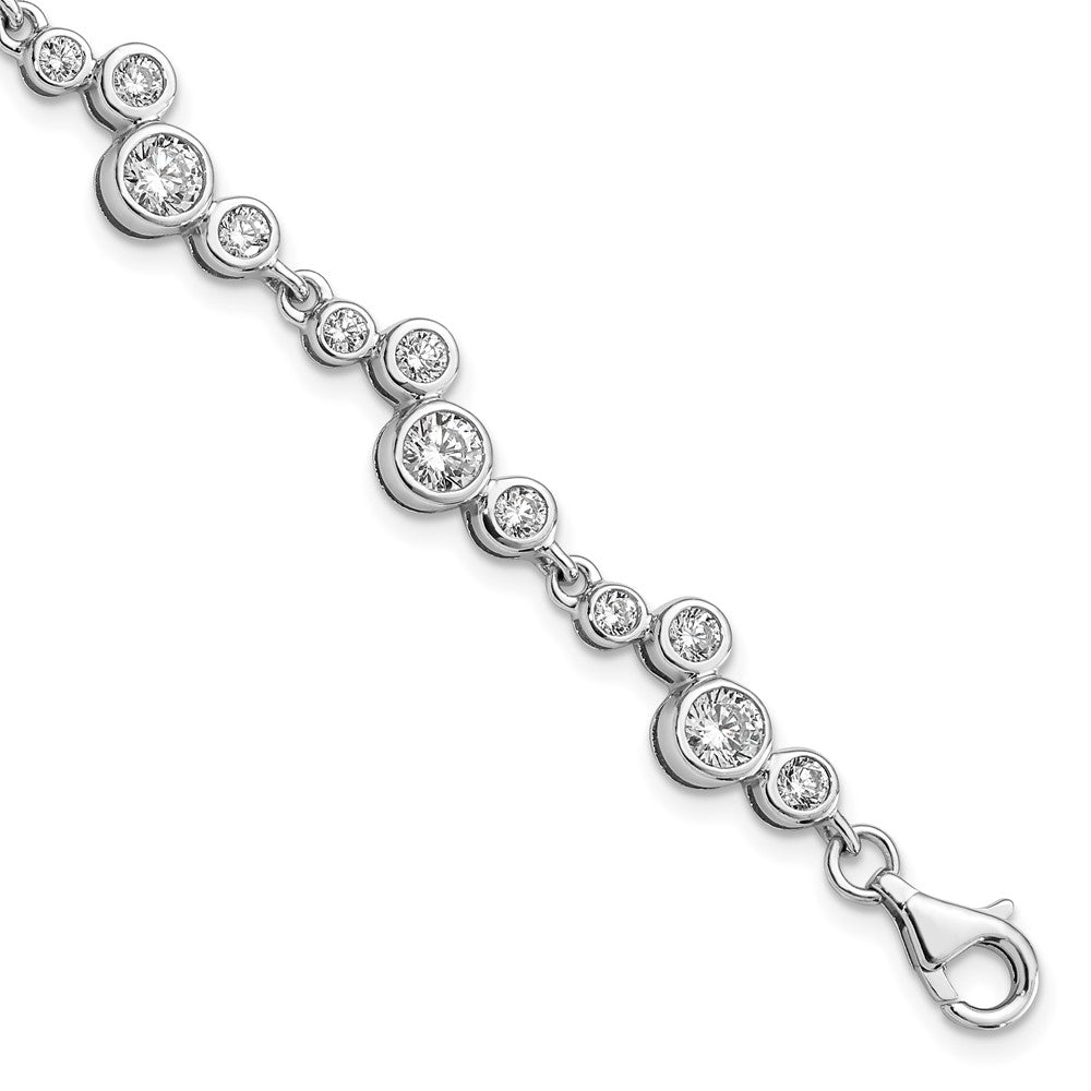 7.5 Inch Sterling Silver Rhodium-Plated Cz Bracelet