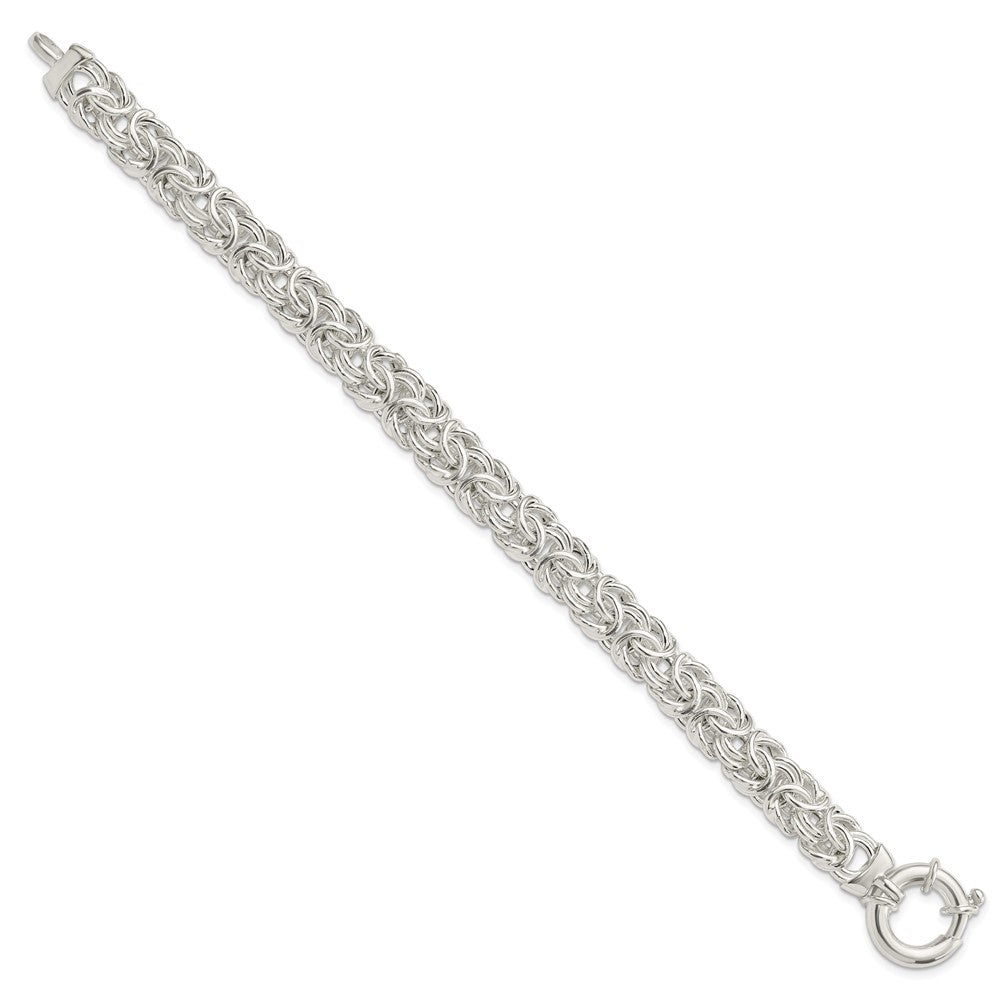 8 Inch Sterling Silver Polished Byzantine Link Bracelet