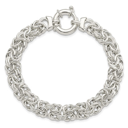 8 Inch Sterling Silver Polished Byzantine Link Bracelet