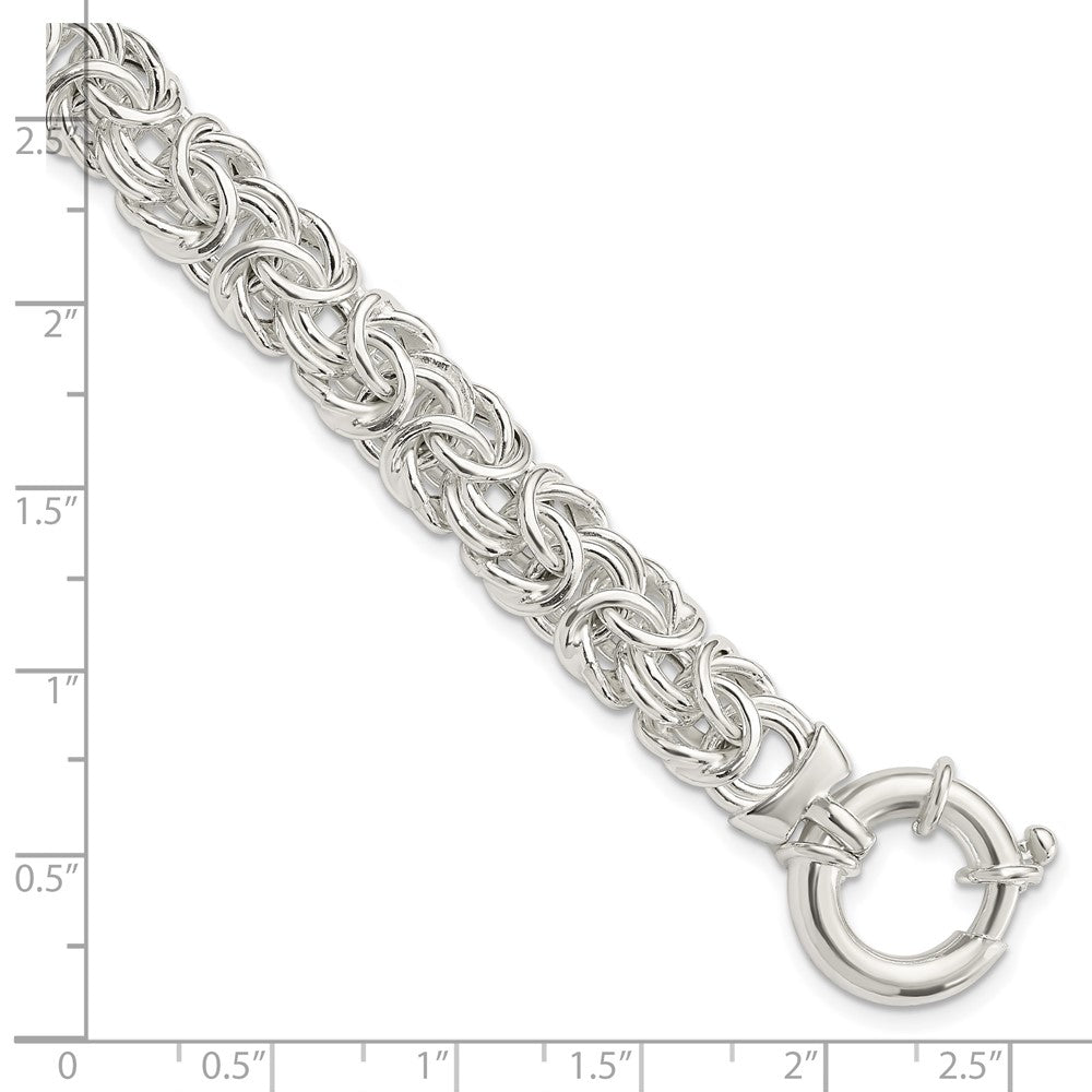 8 Inch Sterling Silver Polished Byzantine Link Bracelet