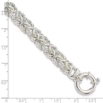 8 Inch Sterling Silver Polished Byzantine Link Bracelet
