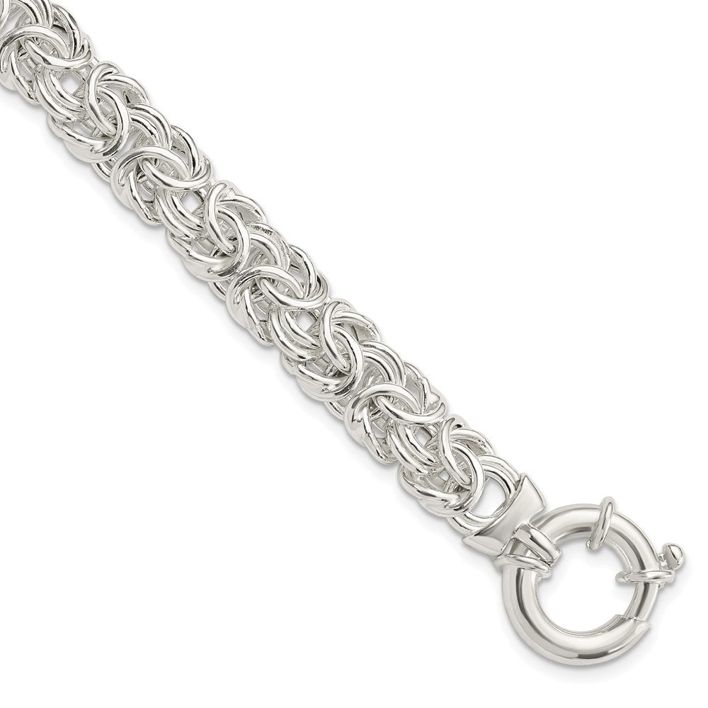 8 Inch Sterling Silver Polished Byzantine Link Bracelet