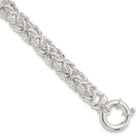 8 Inch Sterling Silver Polished Byzantine Link Bracelet