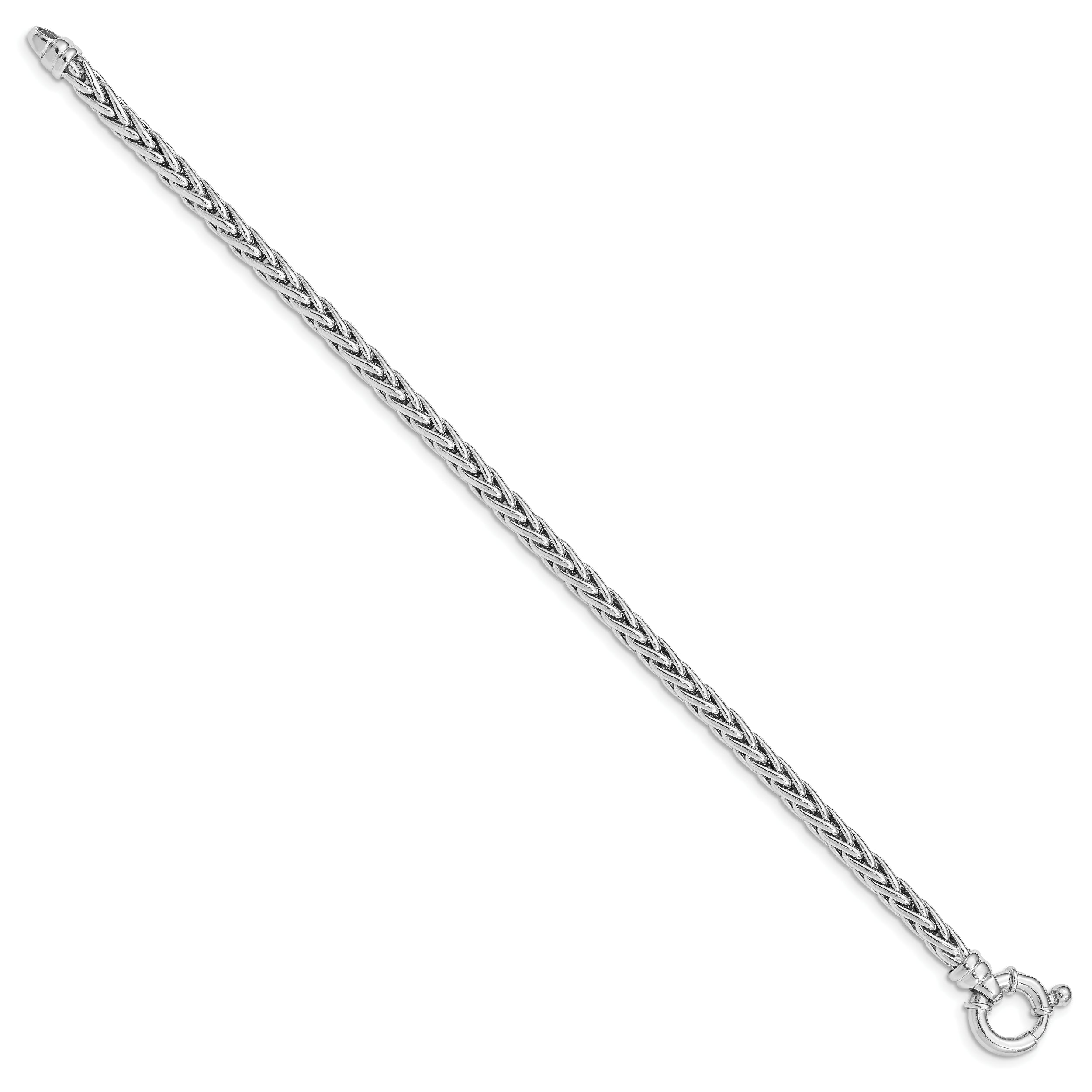 7.5 Inch Sterling Silver Rhodium Plated Polished Woven Link Bracelet