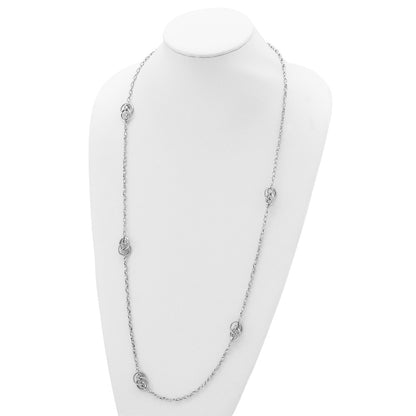 Sterling Silver Rhodium-Plated Oval Link Necklace