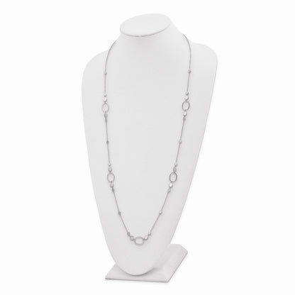 Sterling Silver Rhodium-Plated Polished Ovals And Discs Necklace