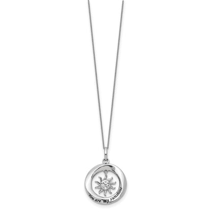 Sterling Silver Enamel You Are My Sunshine Crystal Sun Necklace