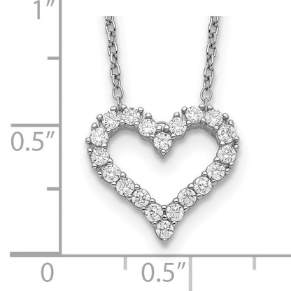 Sterling Silver Rhodium-Plated Cz Open Heart 16 Inch Necklace With 2 Extension