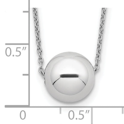Sterling Silver Rhodium-Plated Polished Bead Necklace